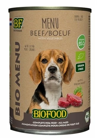Biofood Biofood Organic Hond Rund Menu Blik 1 Biofood Biofood Organic Hond Rund Menu Blik