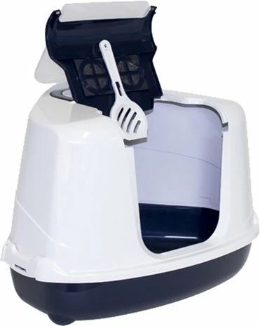 Moderna Moderna Hoek Kattenbak Flip Donkerblauw/wit 1 Moderna Moderna Hoek Kattenbak Flip Donkerblauw/wit