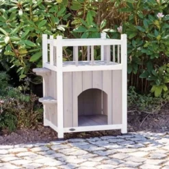 Trixie Trixie Kattenhuis Cat's Home Met Balkon Grijs / Wit -Trixie Verkoopwinkel trixie trixie kattenhuis cats home met balkon grij 2