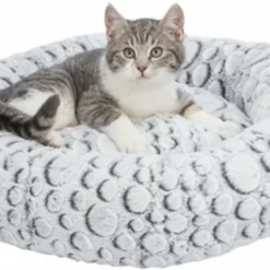 Trixie Trixie Kattenmand Mila Rond Pluche Wit / Grijs 7 Trixie Trixie Kattenmand Mila Rond Pluche Wit / Grijs -Trixie Verkoopwinkel trixie trixie kattenmand mila rond pluche wit grij 2