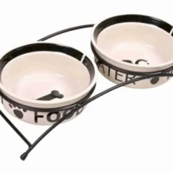 Trixie Trixie Voerbak / Drinkbak Set Eat On Your Feet Wit / Zwart