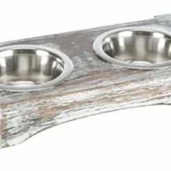 Trixie Trixie Voerbak / Drinkbak Set Rvs Hout Wit