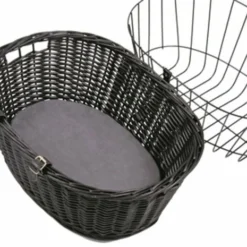 Trixie Trixie Wilgen Fietsmand Voorop Zwart Met Kussen En Kap -Trixie Verkoopwinkel trixie trixie wilgen fietsmand voorop zwart met ku 2